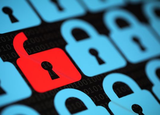 Internet security concept open red padlock virus or unsecured with threat of hacking